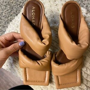 Alohas heeled sandals size 35 leather amaretto brown